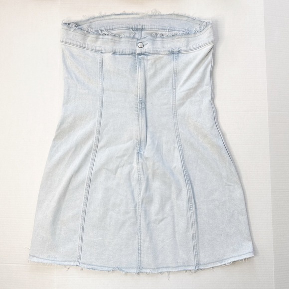 GOOD‎ AMERICAN Denim Tube Dress Size XL Strapless Mini Light Wash - Picture 4 of 12